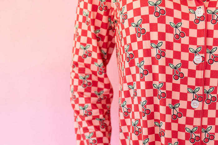 CHERRY CHECKER | WOMEN'S LONG SLEEVE SHORTS SET