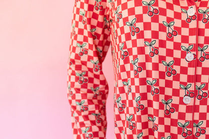 CHERRY CHECKER | WOMEN'S LONG SLEEVE SHORTS SET