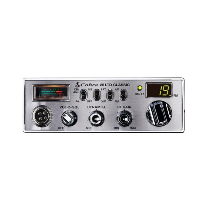 Cobra 25 LTD Classic 40 Channel AM FM CB Radio, Virginia CB Antenna, 3 inch External Speaker Combo - CB Radio Supply