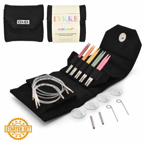 LYKKE LYKKE Colour 3.5" Interchangeable Needle Starter Set - Black Vegan Suede 841275198586 | Knitting Needles at Michigan Fine Yarns