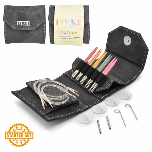 LYKKE LYKKE Colour 3.5" Interchangeable Needle Starter Set - Grey Denim 841275198593 | Knitting Needles at Michigan Fine Yarns