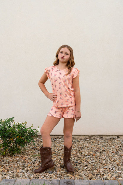 COWGIRL BOOTS | RUFFLE SHORT SET