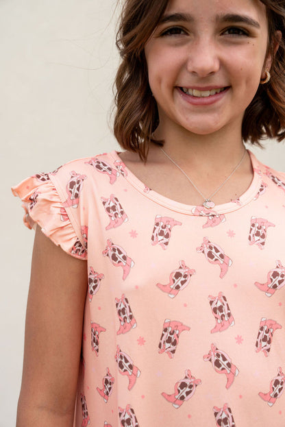 COWGIRL BOOTS | RUFFLE SLEEVE DRESS