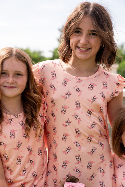 COWGIRL BOOTS | RUFFLE SLEEVE DRESS