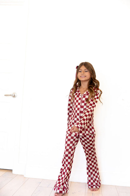 CRANBERRY CHECKER | GIRLS' BUTTON UP LONG SLEEVE SET