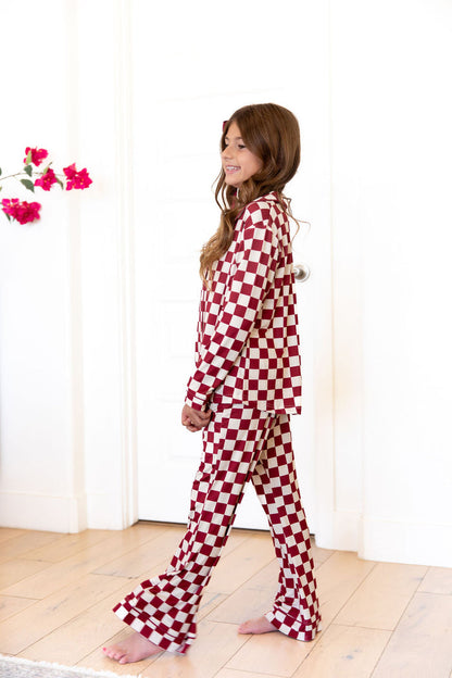 CRANBERRY CHECKER | GIRLS' BUTTON UP LONG SLEEVE SET
