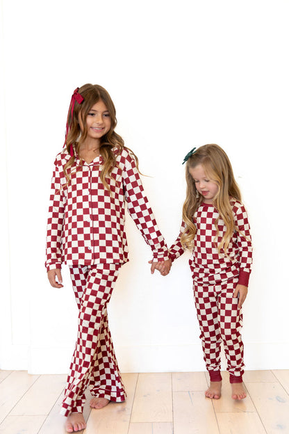 CRANBERRY CHECKER | GIRLS' BUTTON UP LONG SLEEVE SET