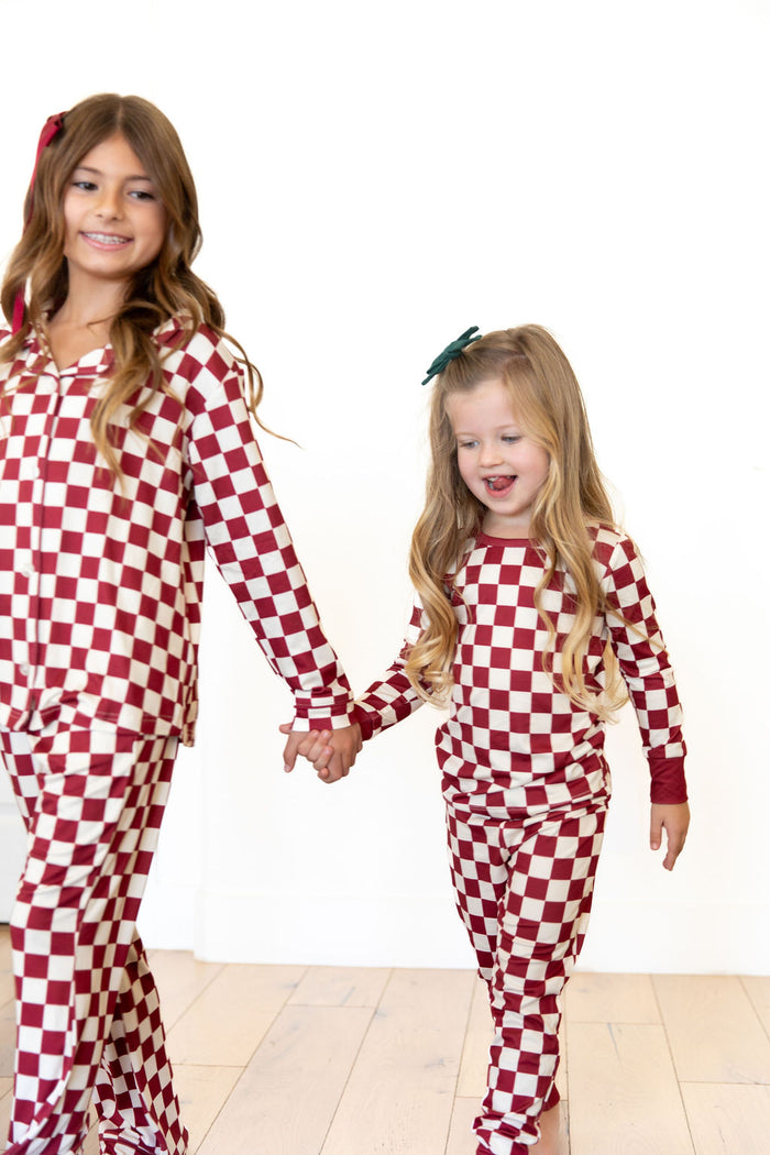 CRANBERRY CHECKER | GIRLS' BUTTON UP LONG SLEEVE SET