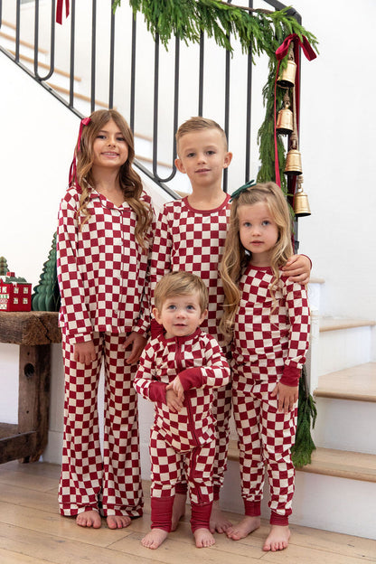 CRANBERRY CHECKER | GIRLS' BUTTON UP LONG SLEEVE SET