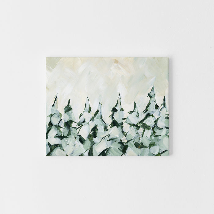Snow Covered Evergreen Pine Tree Painting Wall Art Print or Canvas - Jetty Home