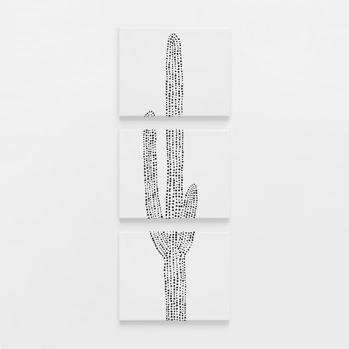 Desert Cactus Minimalist Saguaro Vertical Triptych Set of Three Wall Art Prints or Canvas - Jetty Home