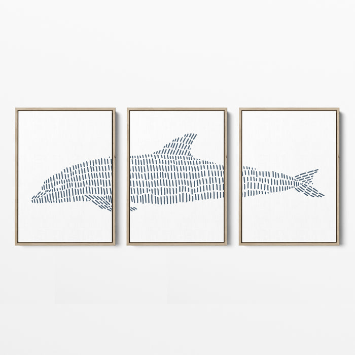 Dolphin Illustration - Set of 3  - Art Prints or Canvases - Jetty Home