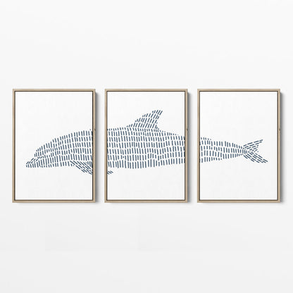 Dolphin Illustration - Set of 3  - Art Prints or Canvases - Jetty Home