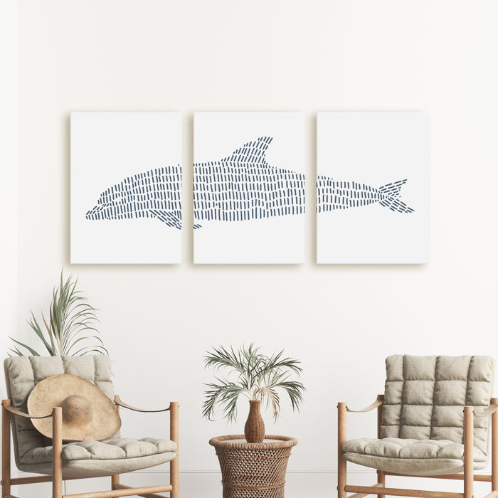 Dolphin Illustration - Set of 3  - Art Prints or Canvases - Jetty Home