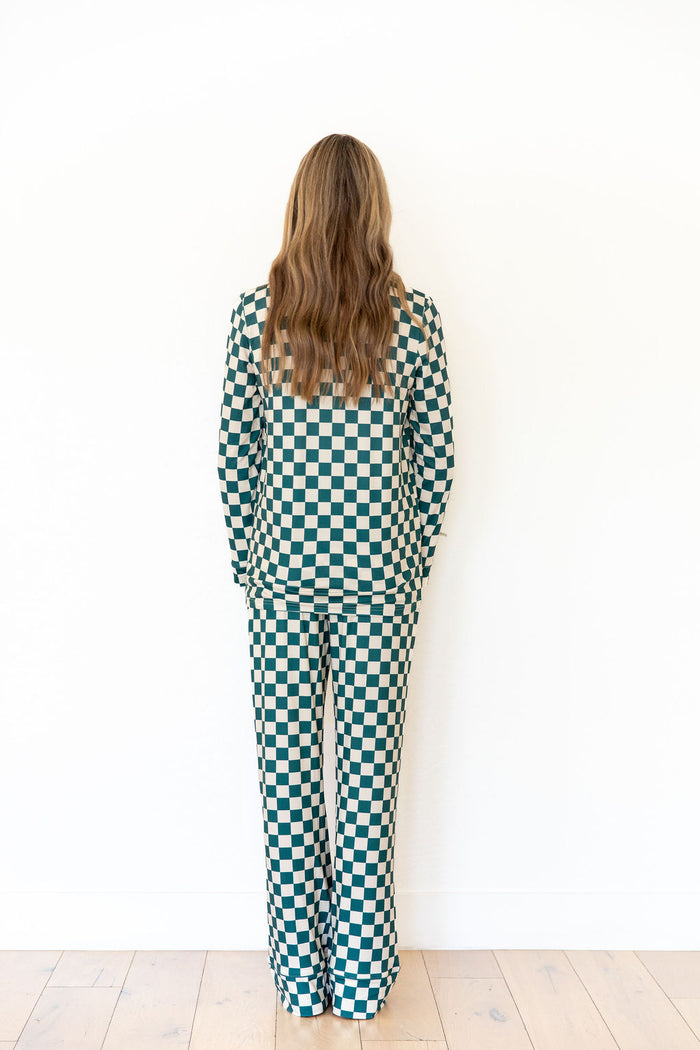 FOREST GREEN CHECKER | WOMEN'S BUTTON UP LONG SLEEVE SET