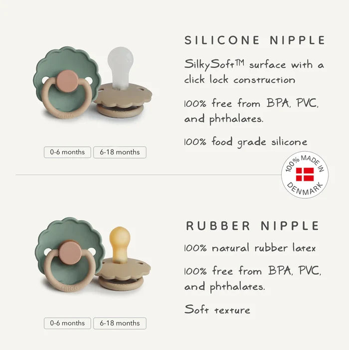 FRIGG DAISY NATURAL RUBBER PACIFIER | CHAMOMILE/PEACH BRONZE | 2 PACK