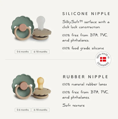 FRIGG DAISY NATURAL RUBBER PACIFIER | CHAMOMILE/PEACH BRONZE | 2 PACK