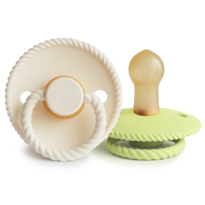 FRIGG ROPE NATURAL RUBBER PACIFIER | CREAM/GREEN TEA | 2 PACK