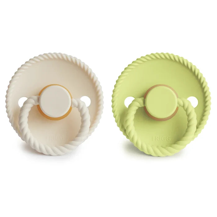 FRIGG ROPE NATURAL RUBBER PACIFIER | CREAM/GREEN TEA | 2 PACK