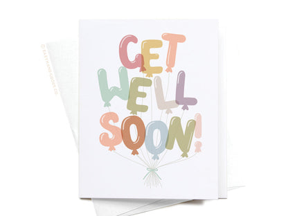 Get Well Soon Balloons Greeting Card - Onderkast Studio