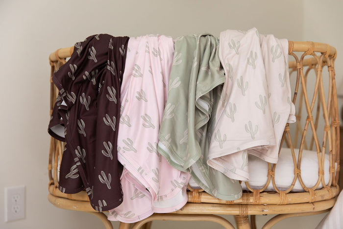 GREEN + LIGHT PINK CACTUS | SWADDLE