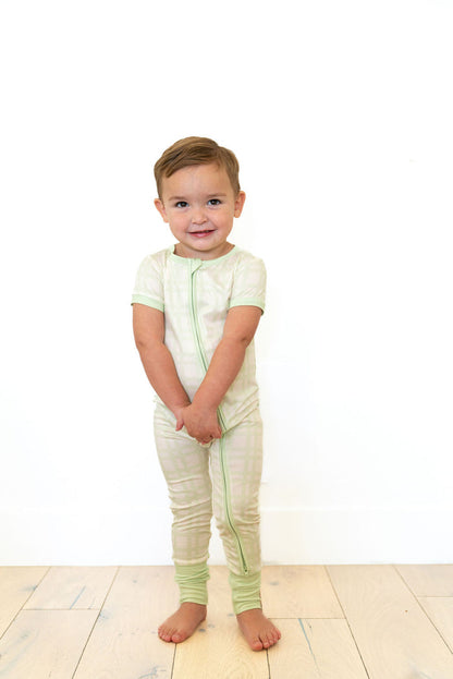 GREEN PLAID | SHORT SLEEVE ZIPPER ONE PIECE