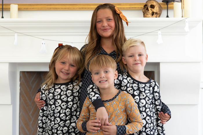 GREY + BLACK MINI CHECKER | GIRLS' BUTTON UP LONG SLEEVE SET