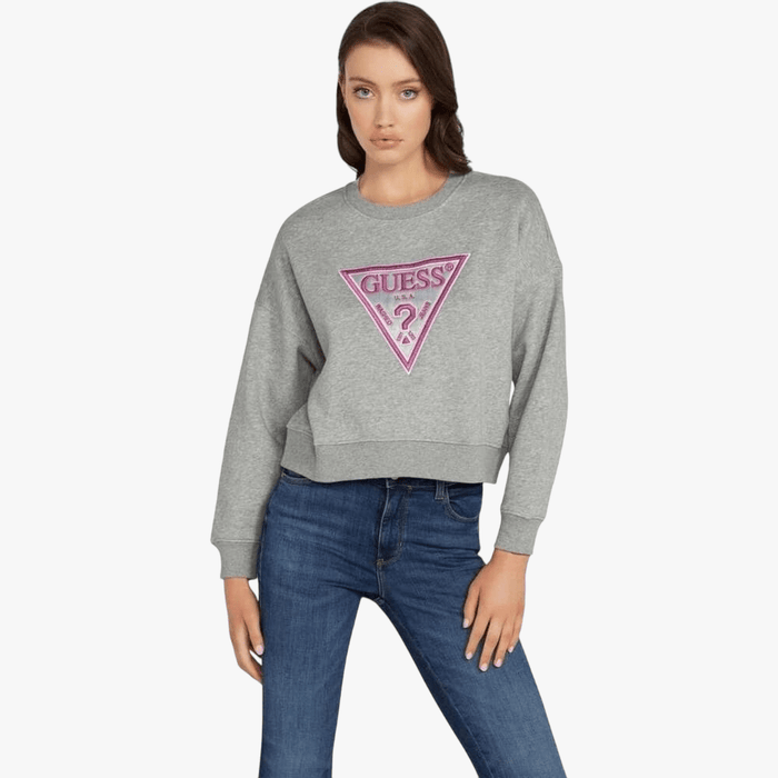 Guess Womens Lurex Triangle Sweater Light Grey | Guess