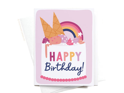 Happy Birthday Ice Cream Cake Greeting Card - Onderkast Studio