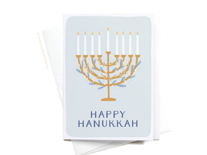Happy Hanukkah Floral Menorah Folded Greeting Note Set