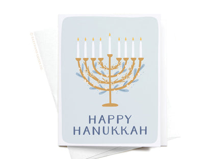 Happy Hanukkah Floral Menorah Greeting Card