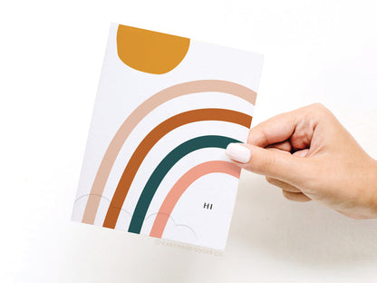 Hi Rainbow Letterpress Greeting Card