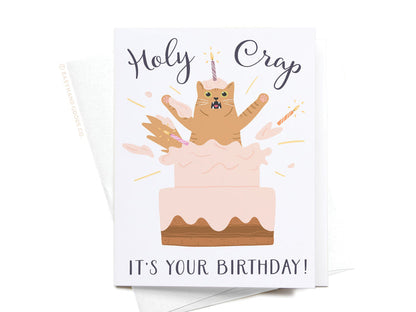 Holy Crap It’s Your Birthday Cat Greeting Card - Onderkast Studio