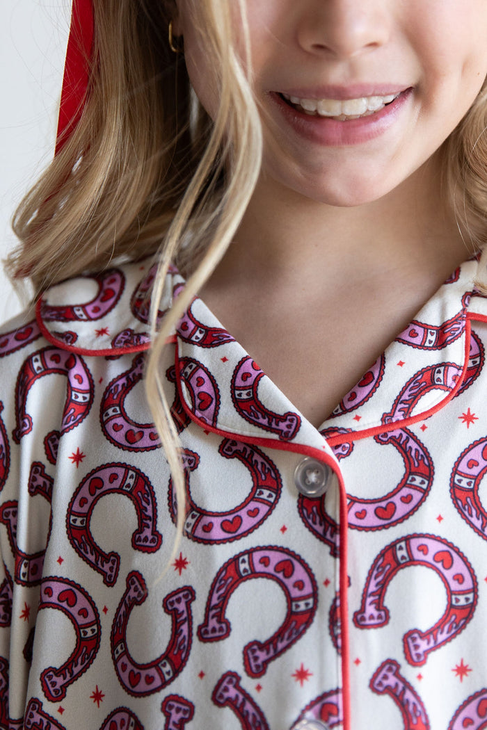 HORSESHOES | GIRLS' BUTTON UP SHORT SLEEVE SET
