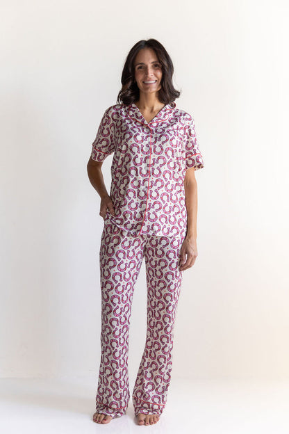 HORSESHOES | WOMEN'S BUTTON UP SHORT SLEEVE SET