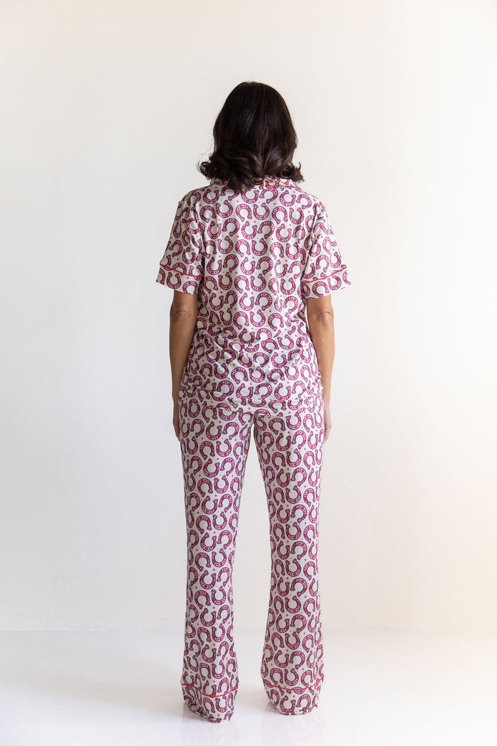 HORSESHOES | WOMEN'S BUTTON UP SHORT SLEEVE SET