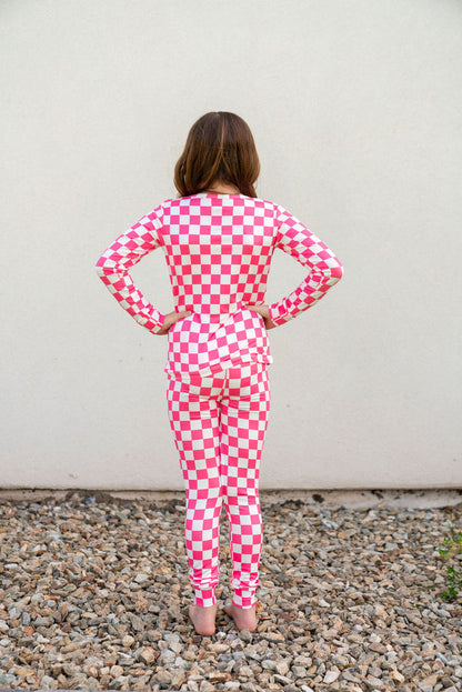 HOT PINK + WHITE CHECKER | LONG SLEEVE