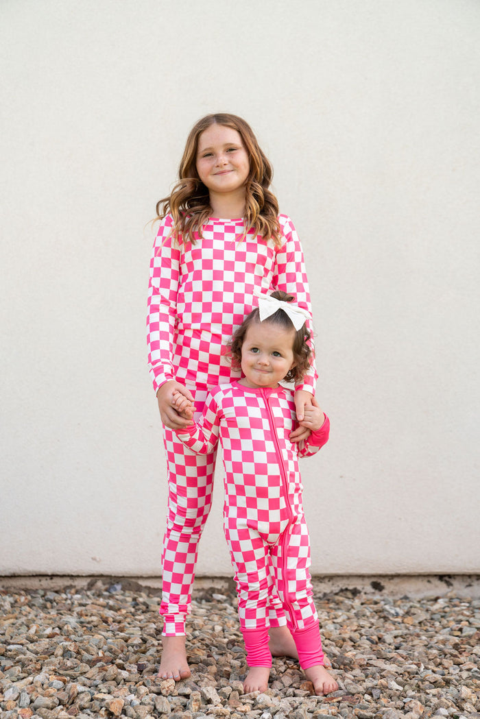 HOT PINK + WHITE CHECKER | LONG SLEEVE