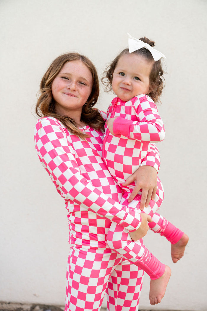 HOT PINK + WHITE CHECKER | LONG SLEEVE