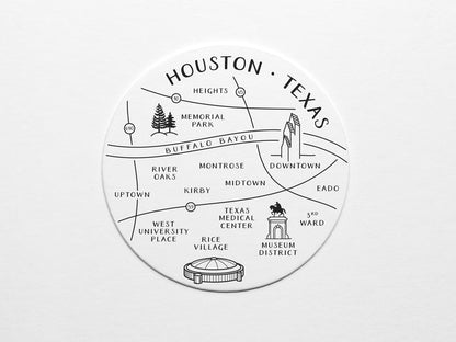 Houston Neighborhoods Map Coaster Set - onderkast-studio