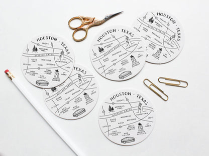 Houston Neighborhoods Map Coaster Set - onderkast-studio