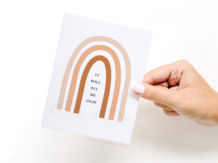 It Will All Be Okay Rainbow Letterpress Greeting Card