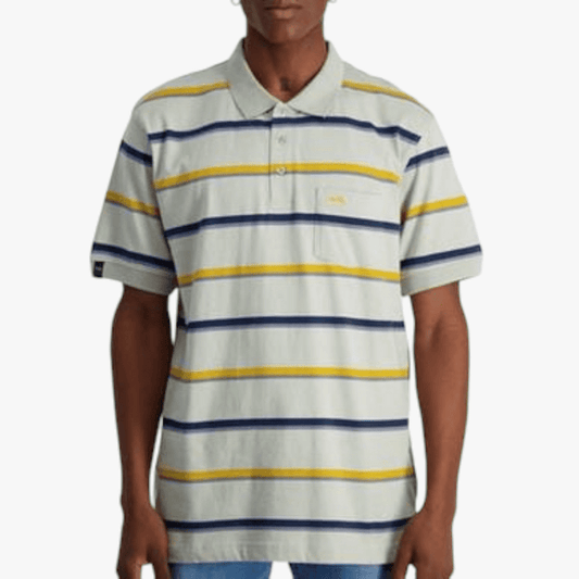Jeep Mens Yd Multi Short Sleeve Golfer Silver Grey Gold | Jeep