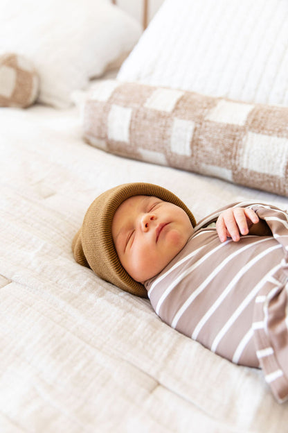 LIGHT MOCHA + WHITE STRIPE | SWADDLE