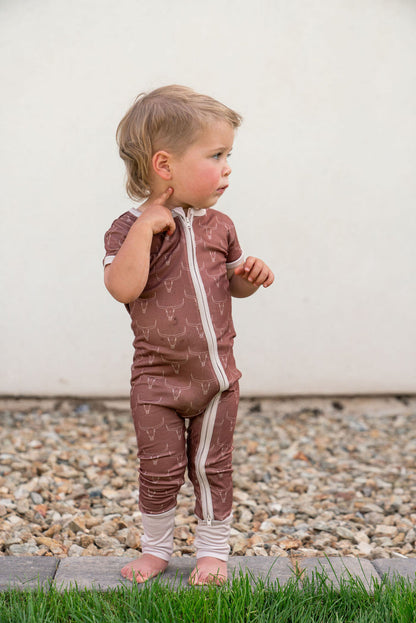 LONGHORNS | SHORT SLEEVE ZIPPER ONE PIECE