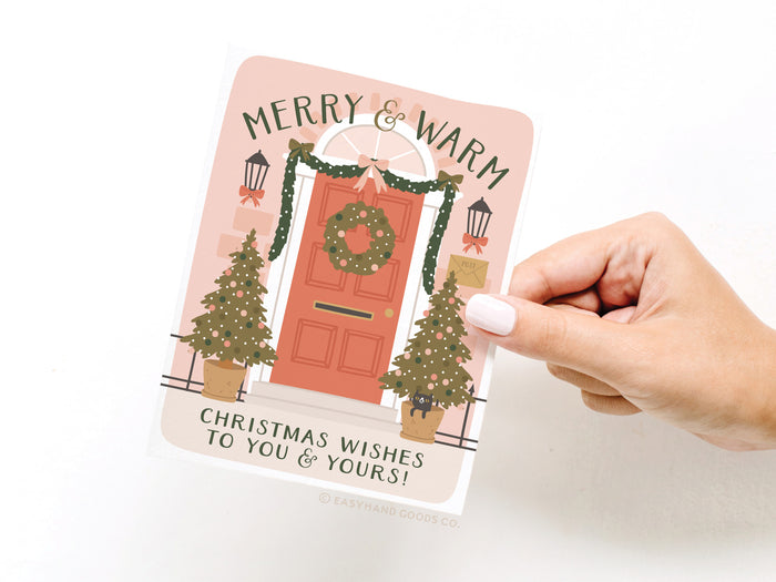 Merry & Warm Christmas Wishes Door Greeting Card