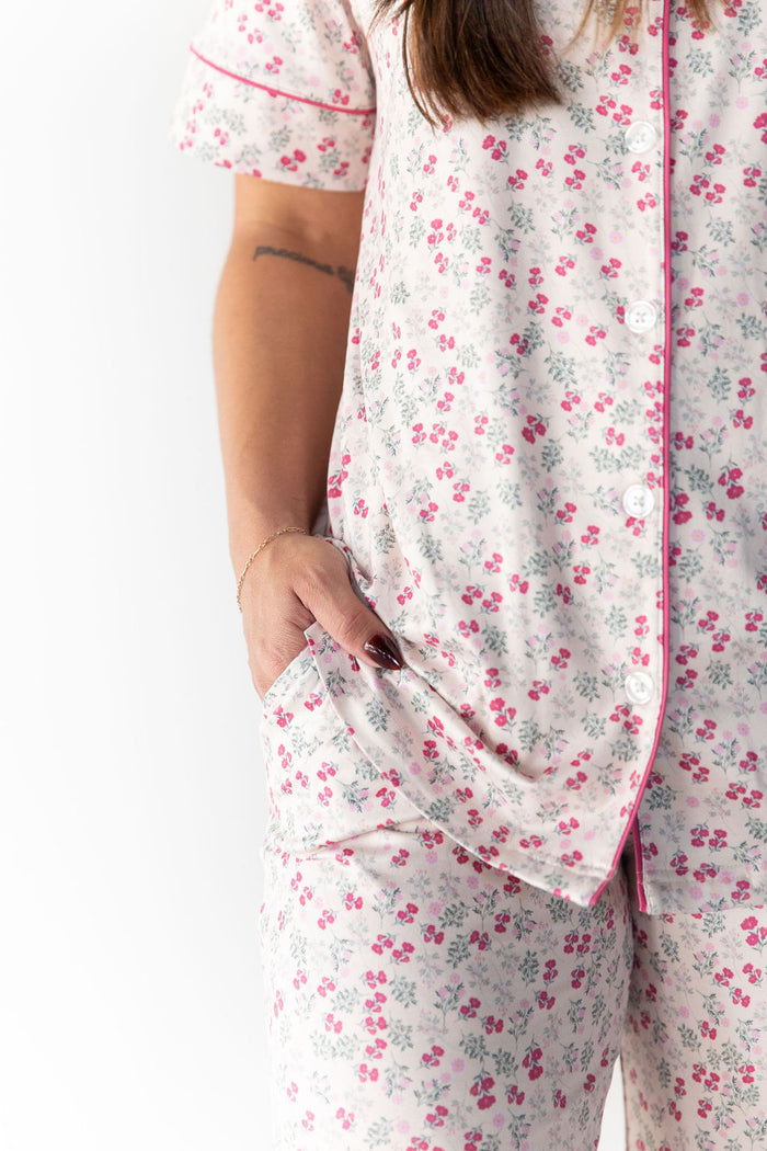 MINI BERRY FLORAL | WOMEN'S BUTTON UP SHORT SLEEVE SET