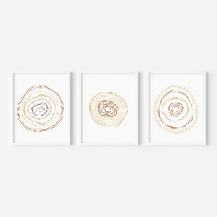 Minimalist Circle Blooms - Set of 3  - Art Prints or Canvases - Jetty Home