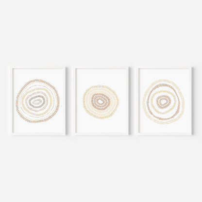 Minimalist Circle Blooms - Set of 3  - Art Prints or Canvases - Jetty Home