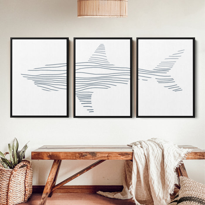 Minimalist Shark Illustration - Set of 3 - Jetty Home